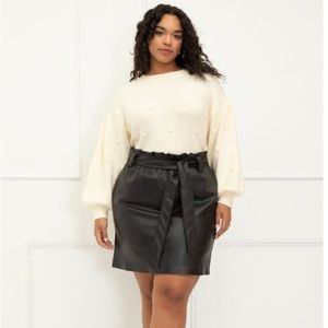 ELOQUII Elements Faux
Leather Mini Skirt with Tie